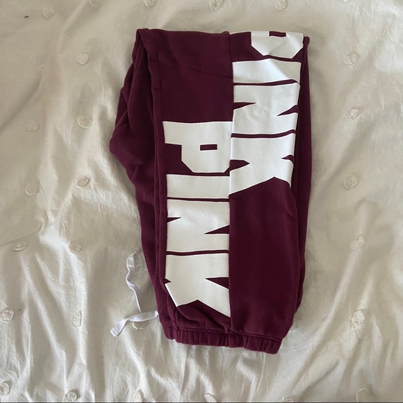 PINK Burgundy Jogger Sweatpants - Picture 3 of 4